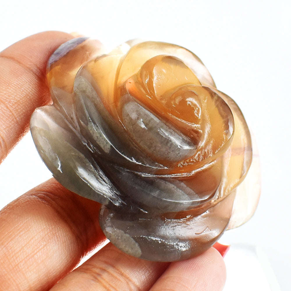 gemsmore:Exclusive  312.00 Carats  Genuine  Fluorite  Hand  Carved  Rose