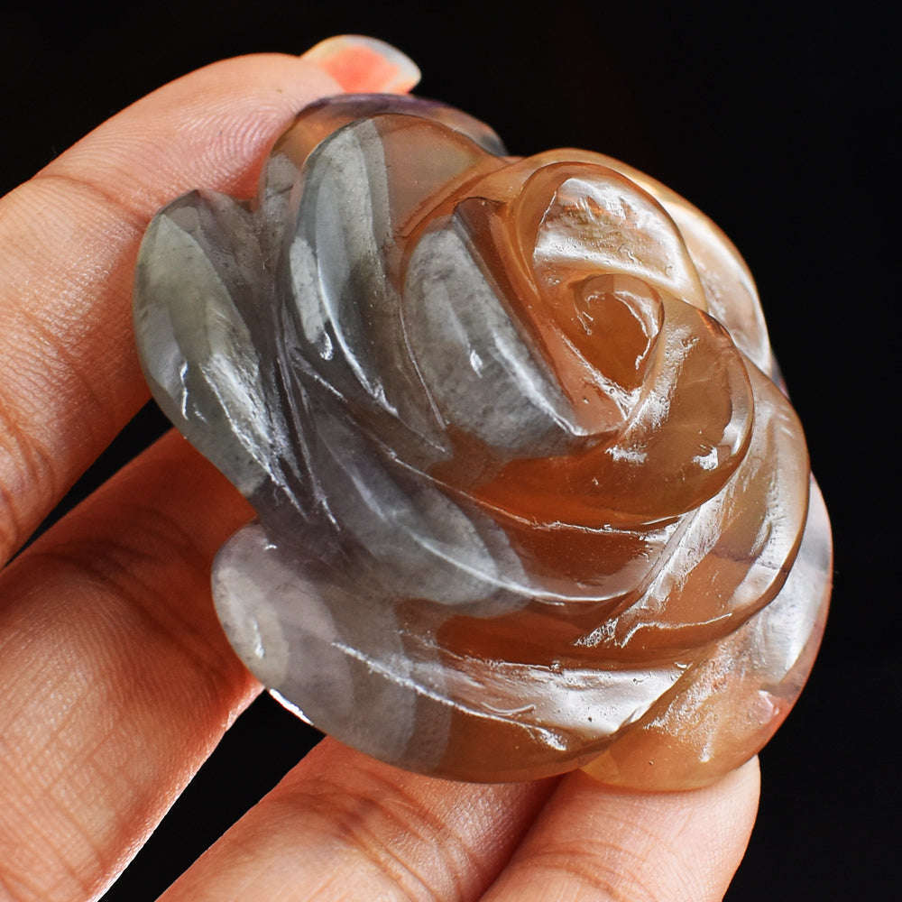 gemsmore:Exclusive  312.00 Carats  Genuine  Fluorite  Hand  Carved  Rose