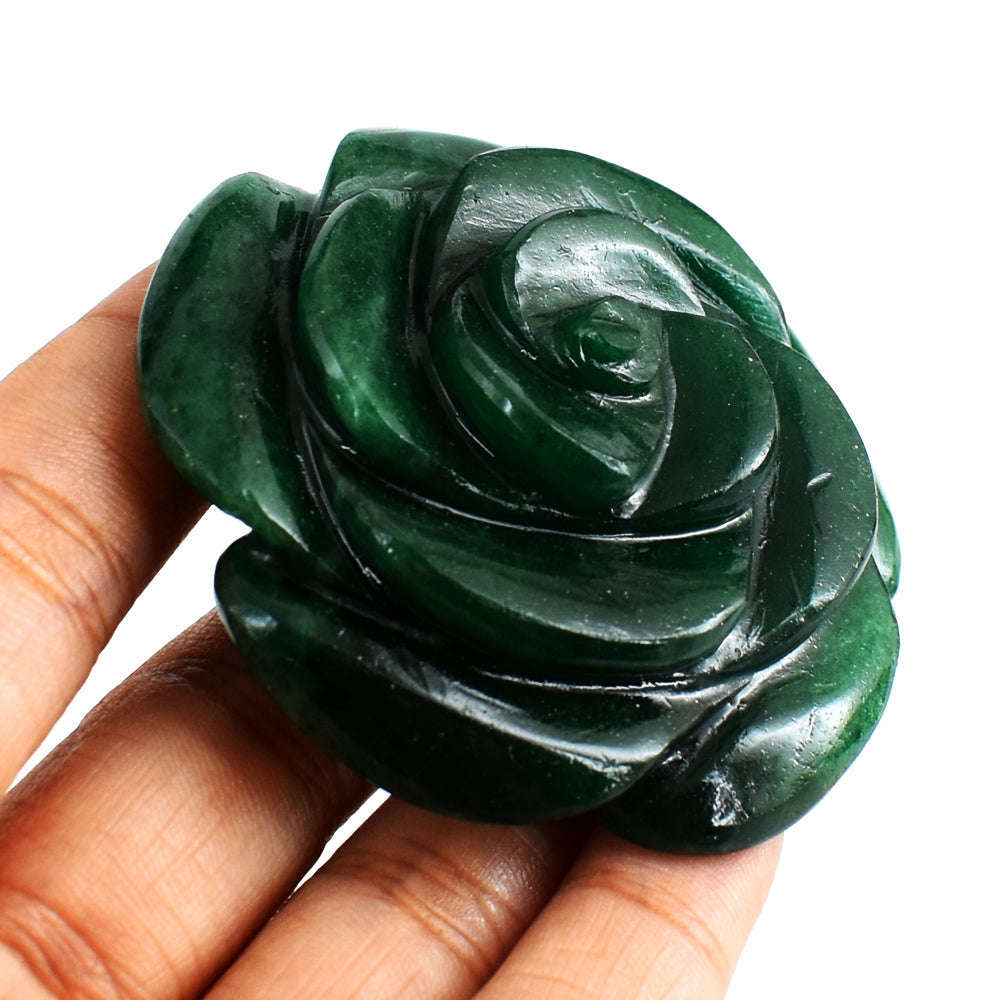 gemsmore:Exclusive  315.00 Carats  Genuine Green Jade Hand Carved Genuine Carving Rose
