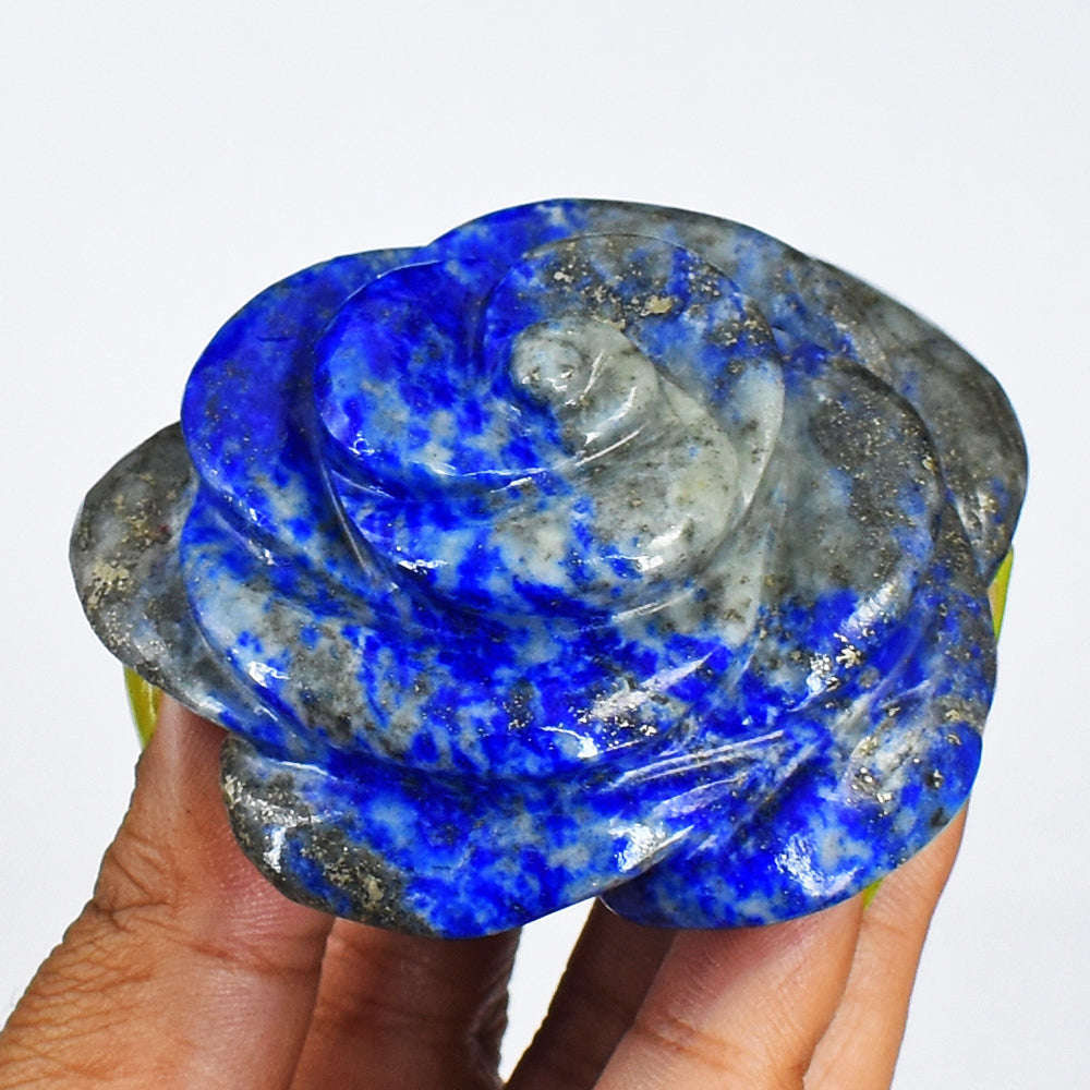 gemsmore:Exclusive 649.00 Cts Blue Lapis Lazuli Hand Carved Rose Gemstone