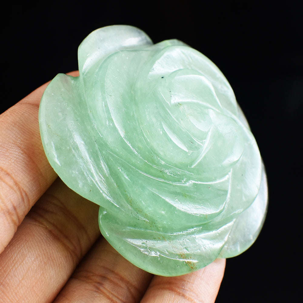 gemsmore:Exclusive  Aventurine  Hand  Carved  231.00 Carats    Rose Flower Carving Gemstone