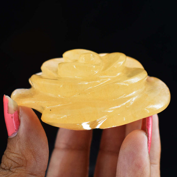 gemsmore:Exclusive   Aventurine  Hand  Carved   343.00 Cts   Rose  Flower  Gemstone  Carving