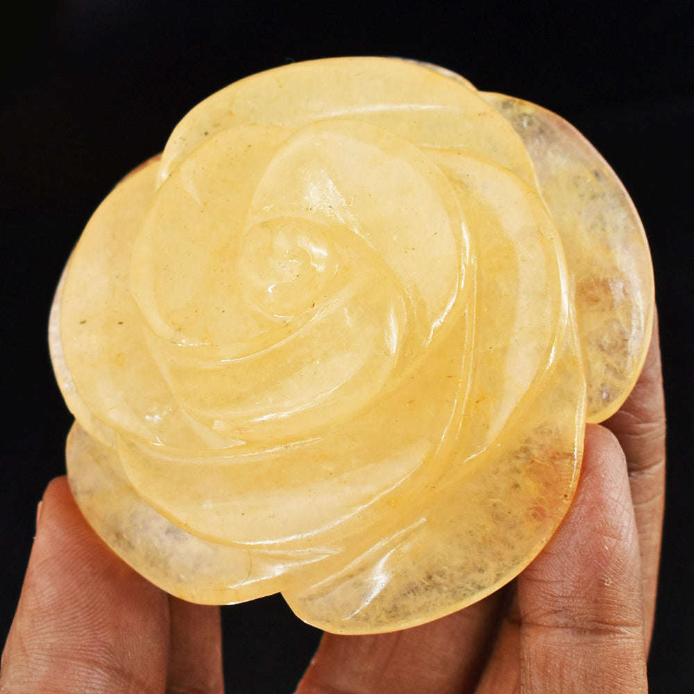 gemsmore:Exclusive  Aventurine  Hand  Carved  742.00 Cts  Rose Flower  Gemstone  Carving