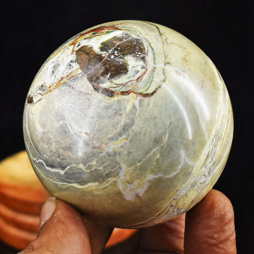 gemsmore:Genuine 1301.00 Cts  Dessert Agate Hand  Carved Healing Sphere