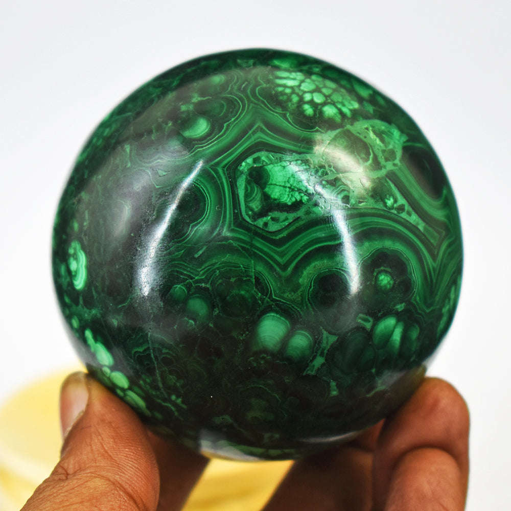gemsmore:Genuine 2850.00 Cts Awesome Malachite Hand Carved Crystal Healing Sphere Gemstone