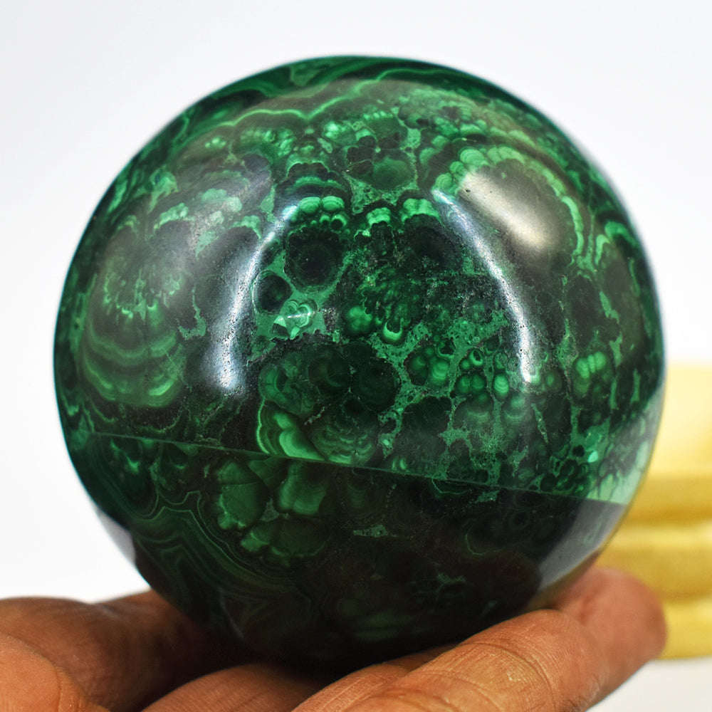 gemsmore:Genuine 2850.00 Cts Awesome Malachite Hand Carved Crystal Healing Sphere Gemstone