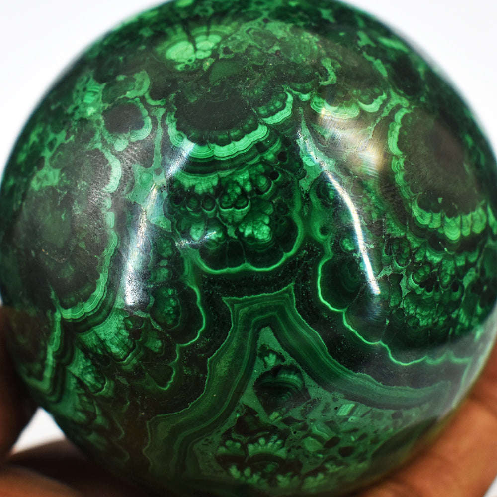 gemsmore:Genuine 2850.00 Cts Awesome Malachite Hand Carved Crystal Healing Sphere Gemstone