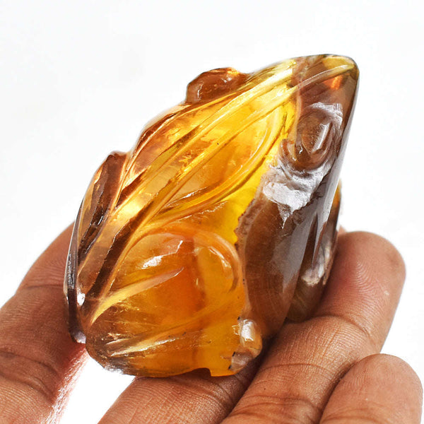 gemsmore:Genuine 438.00  Cts Multicolor Fluorite  Hand Carved Genuine Crystal Gemstone Carving Frog
