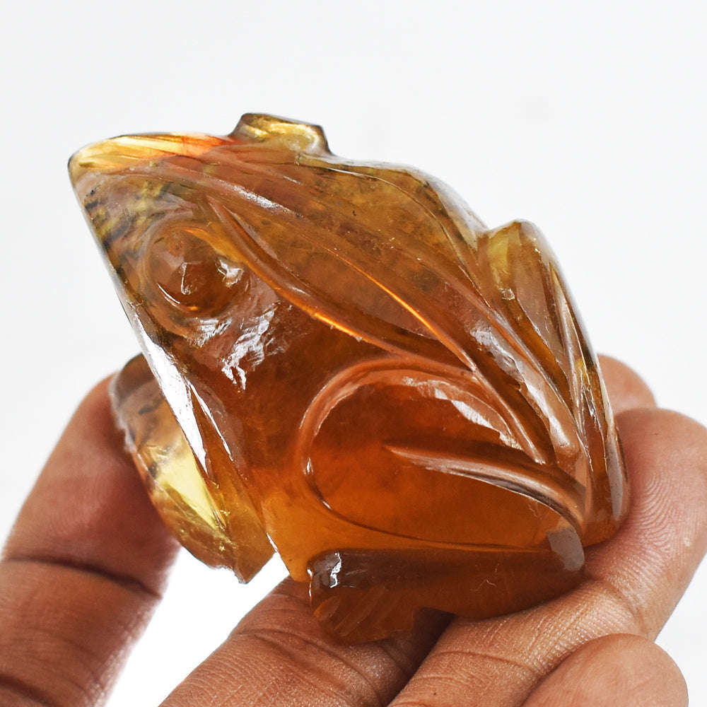 gemsmore:Genuine 438.00  Cts Multicolor Fluorite  Hand Carved Genuine Crystal Gemstone Carving Frog