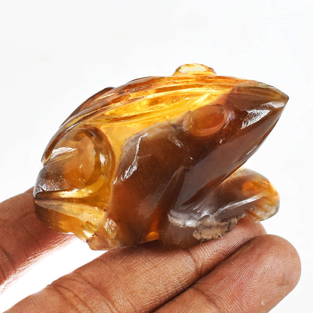 gemsmore:Genuine 438.00  Cts Multicolor Fluorite  Hand Carved Genuine Crystal Gemstone Carving Frog