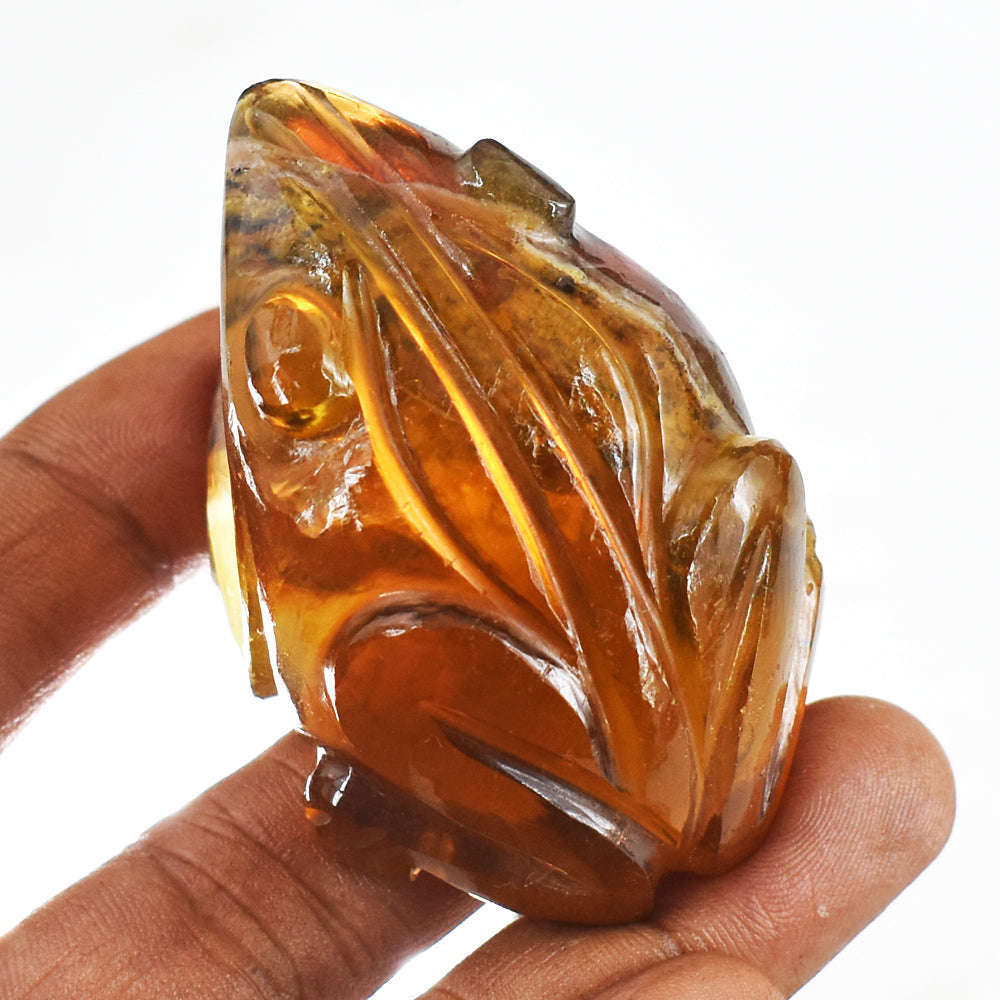 gemsmore:Genuine 438.00  Cts Multicolor Fluorite  Hand Carved Genuine Crystal Gemstone Carving Frog