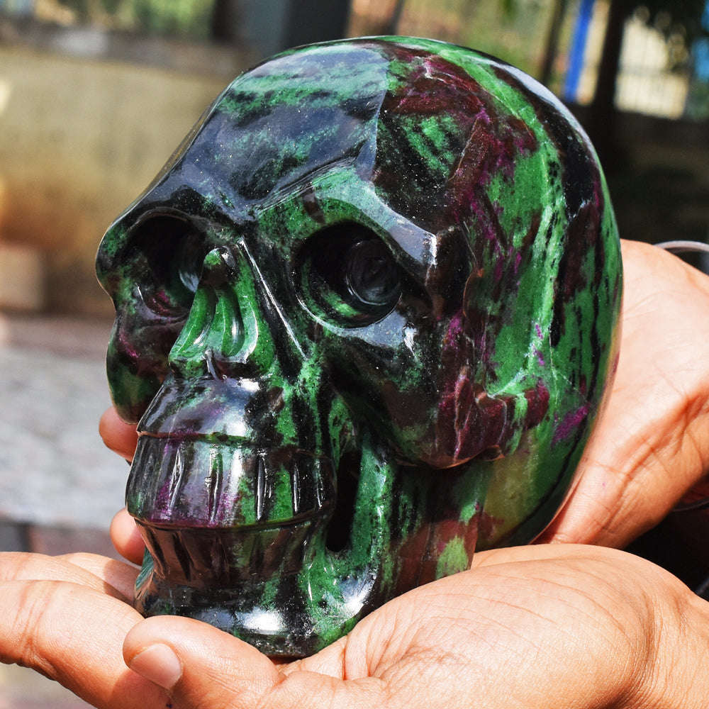 gemsmore:Gorgeous 14725.00  Cts Genuine Ruby Zosite  Hand Carved  Crystal Gemstone  Skull Carving