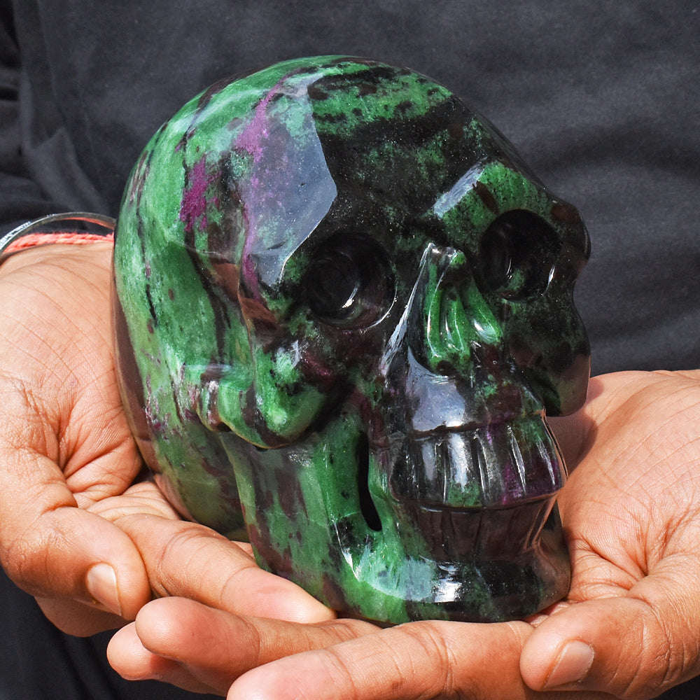 gemsmore:Gorgeous 14725.00  Cts Genuine Ruby Zosite  Hand Carved  Crystal Gemstone  Skull Carving