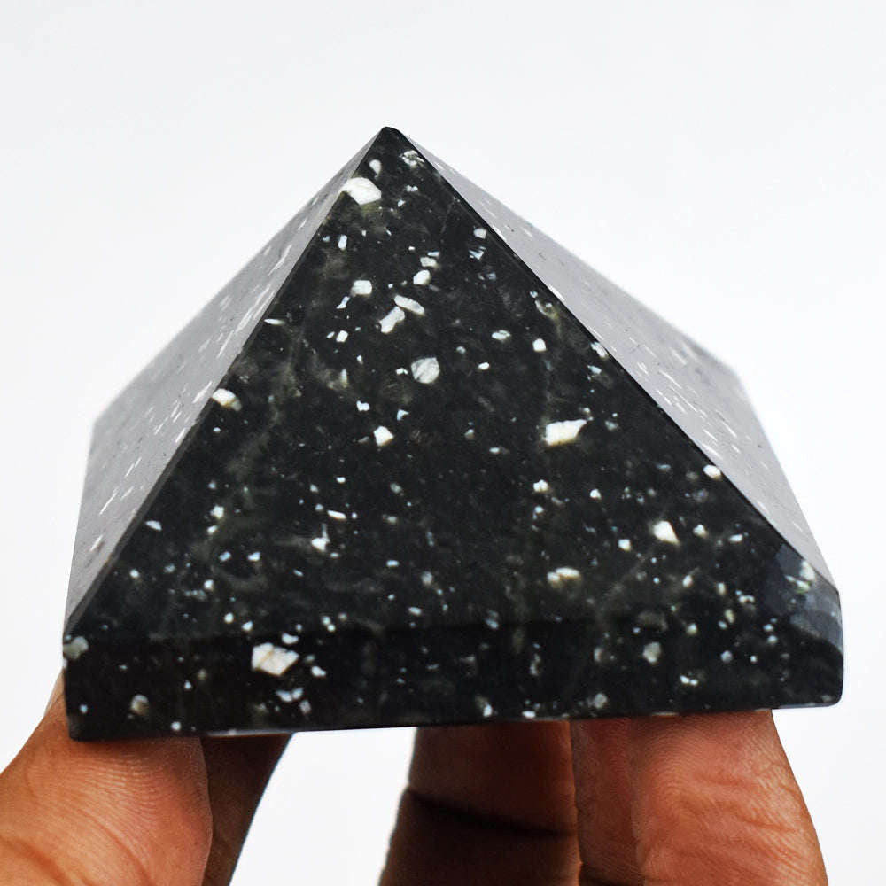 gemsmore:Gorgeous  672.00  Cts  Tektite  Hand Carved  Healing  Pyramid Gemstone