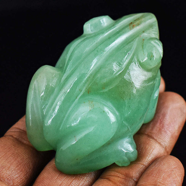 gemsmore:Green  Aventurine  Genuine  436.00  Cts  Hand Carved Genuine Crystal Gemstone Carving Frog