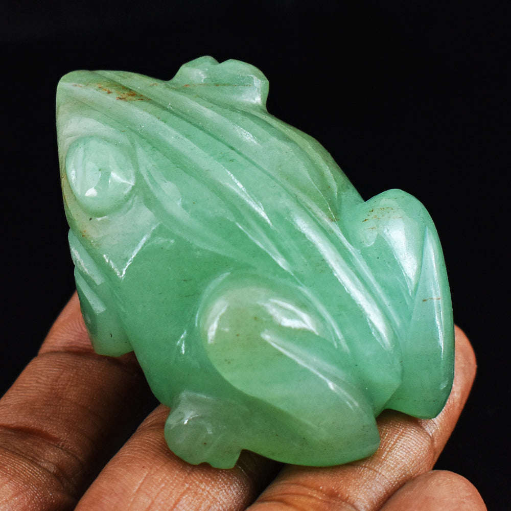 gemsmore:Green  Aventurine  Genuine  436.00  Cts  Hand Carved Genuine Crystal Gemstone Carving Frog