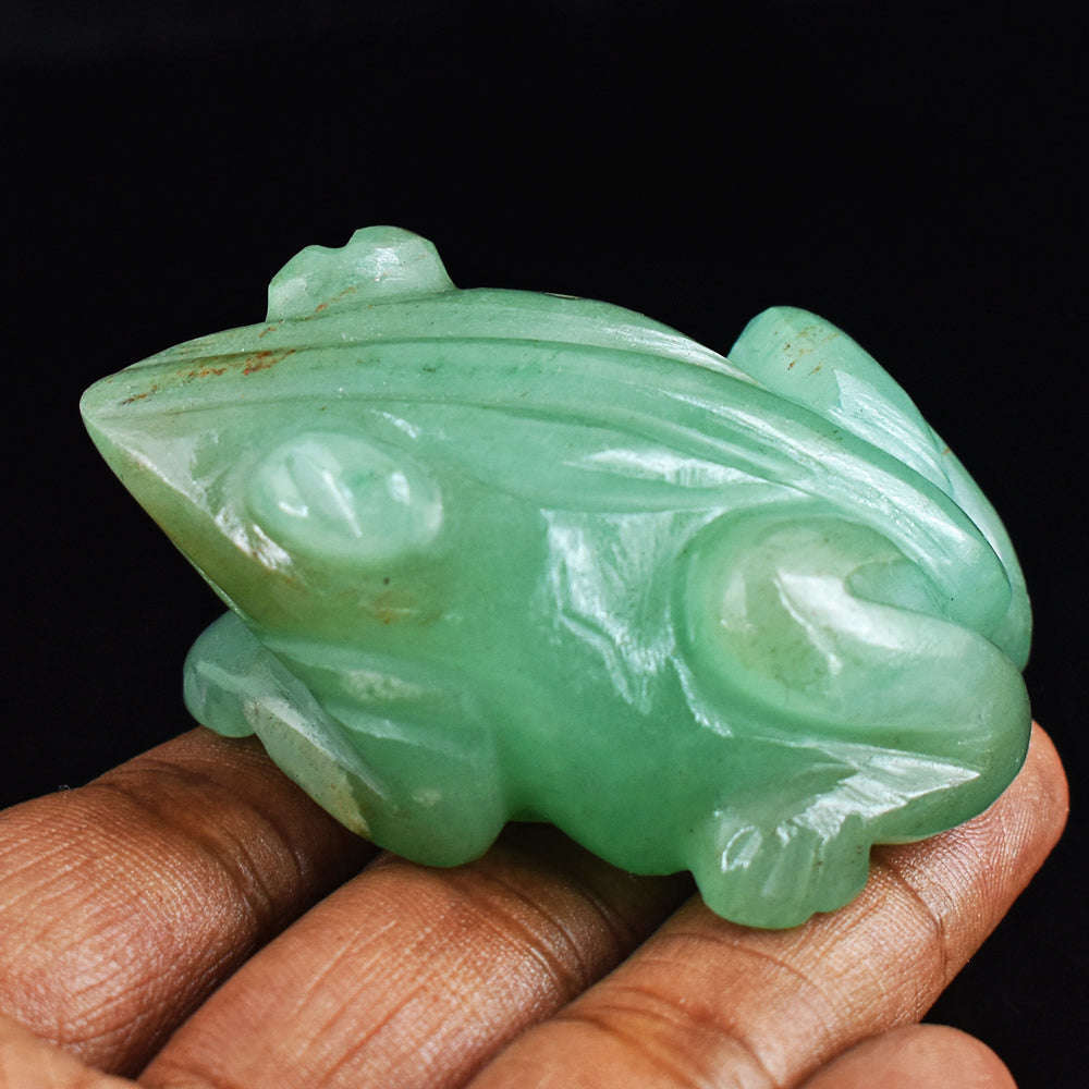 gemsmore:Green  Aventurine  Genuine  436.00  Cts  Hand Carved Genuine Crystal Gemstone Carving Frog