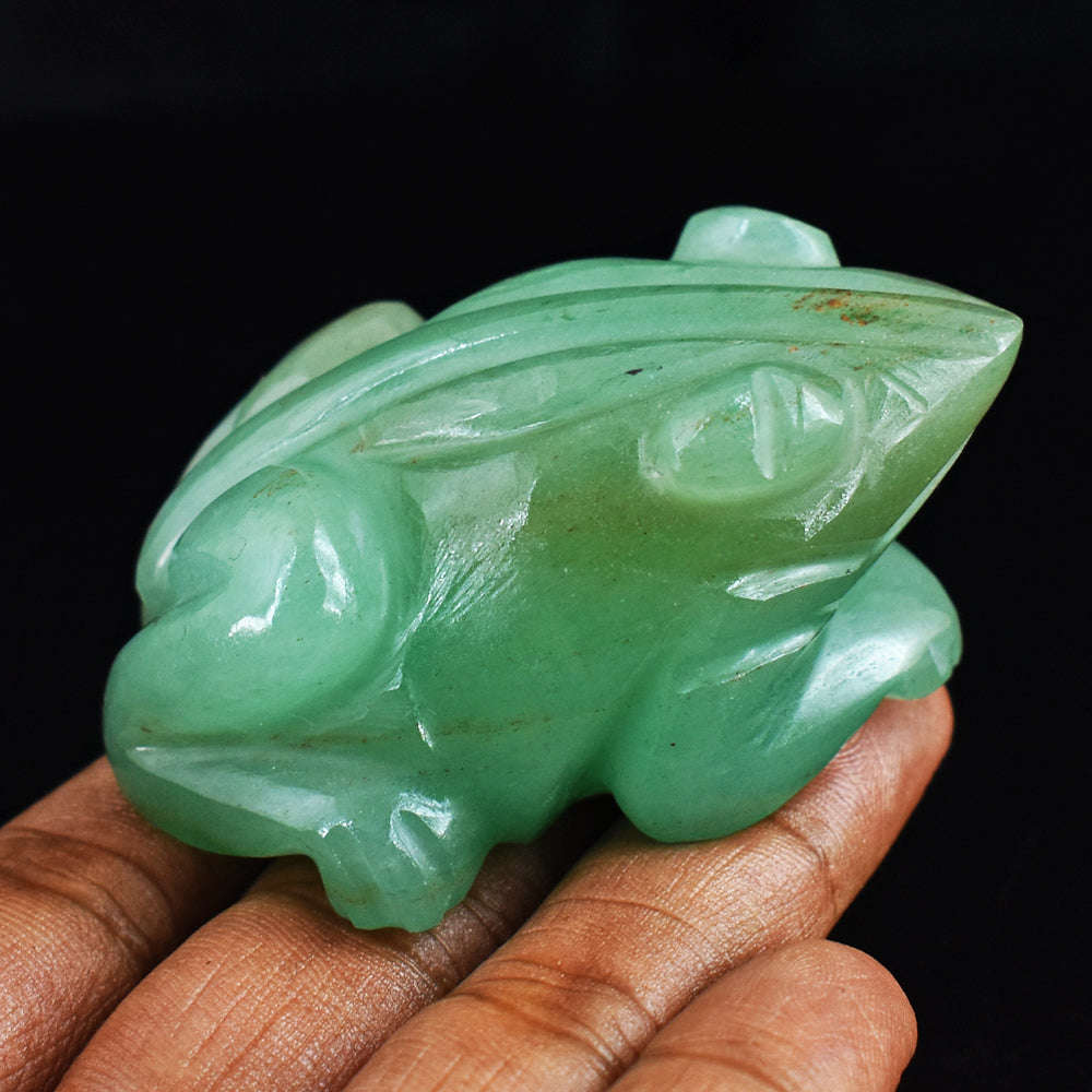 gemsmore:Green  Aventurine  Genuine  436.00  Cts  Hand Carved Genuine Crystal Gemstone Carving Frog