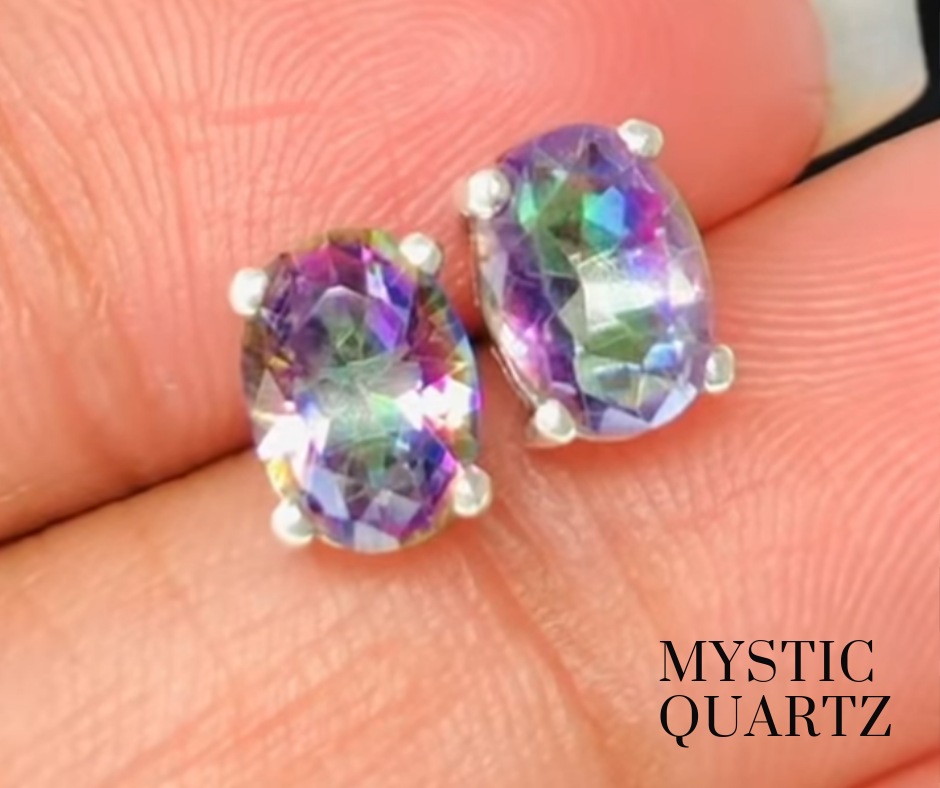 Genuine Mystic Quartz Earring Pair 🙃🦋🎉 .925 sterling silver