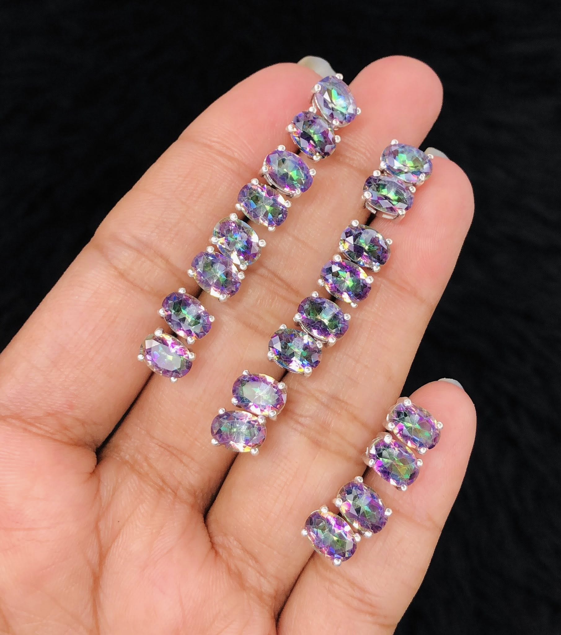 Genuine Mystic Quartz Earring Pair 🙃🦋🎉 .925 sterling silver