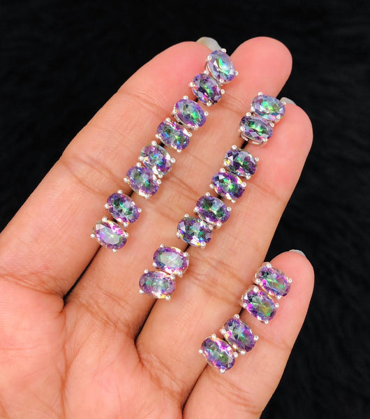 Genuine Mystic Quartz Earring Pair 🙃🦋🎉 .925 sterling silver