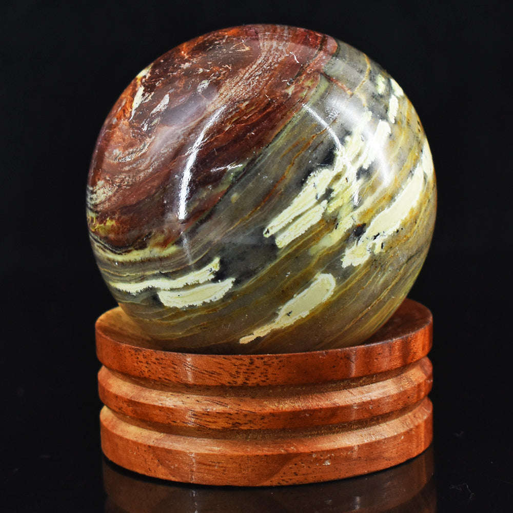 gemsmore:Natural  1227.00  Carats  Genuine  Indian Opal Healing Hand Carved Crystal Sphere