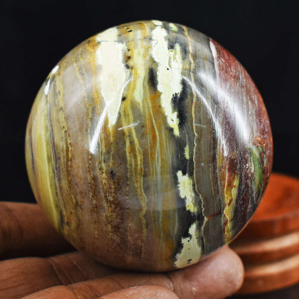 gemsmore:Natural  1227.00  Carats  Genuine  Indian Opal Healing Hand Carved Crystal Sphere