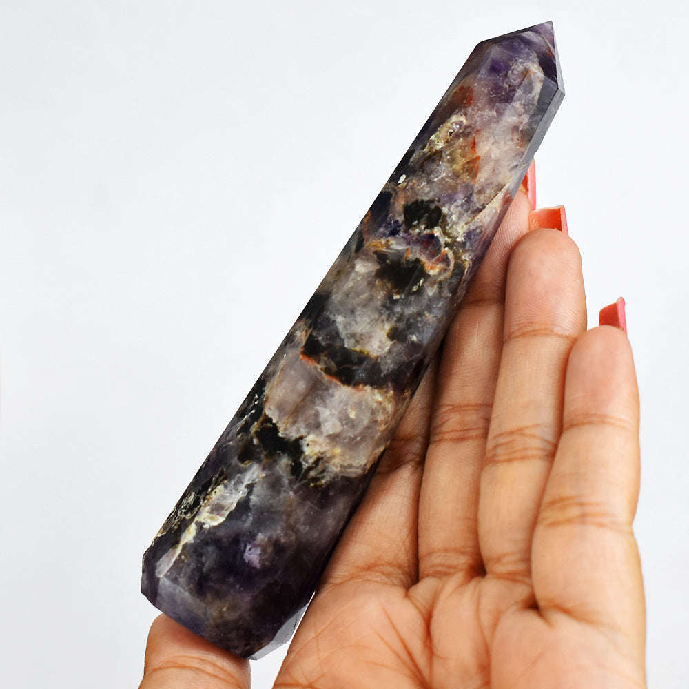 gemsmore:Natural  480.00 Cts  Genuine  Hand Carved  Amethyst  Healing Point