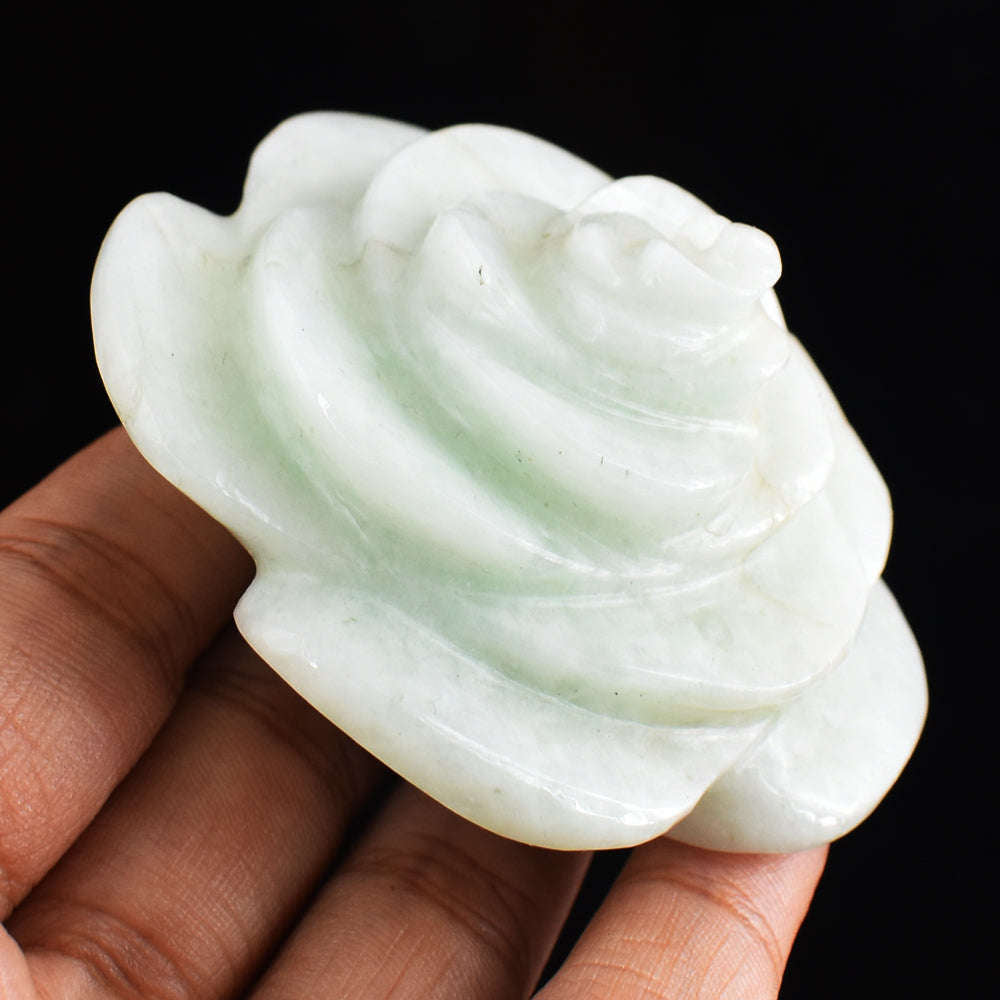 gemsmore:Natural  567.00  Carats   Genuine   Amazonite  Hand  Carved  Rose  Flower  Carving  Gemstone