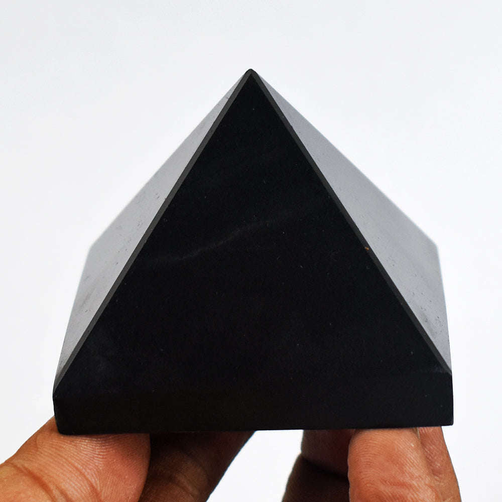 gemsmore:Natural  820.00 Cts  Genuine Black  Spinel  Hand  Carved  Healing  Pyramid