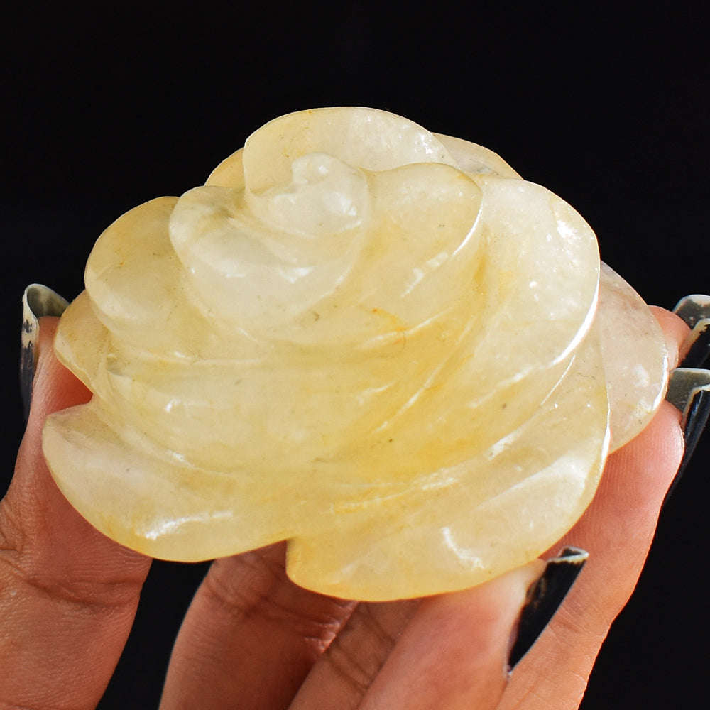 gemsmore:Natural  Aventurine  Hand  Carved  543.00 Cts  Rose Flower  Gemstone  Carving