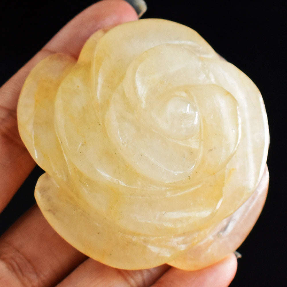 gemsmore:Natural  Aventurine  Hand  Carved  543.00 Cts  Rose Flower  Gemstone  Carving