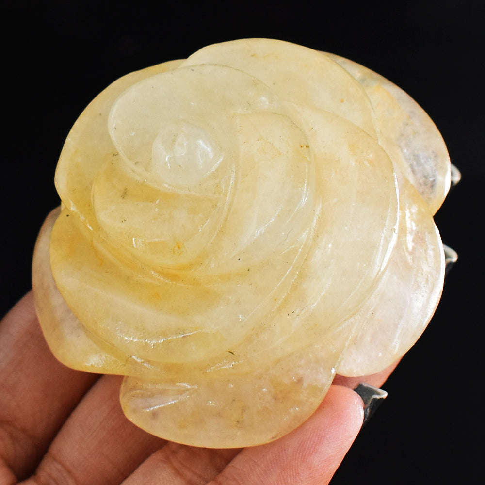 gemsmore:Natural  Aventurine  Hand  Carved  543.00 Cts  Rose Flower  Gemstone  Carving