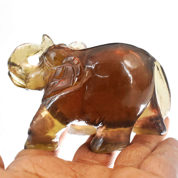 gemsmore:Natural Multicolor Fluorite Hand Carved Crystal Elephant Gemstone Carving