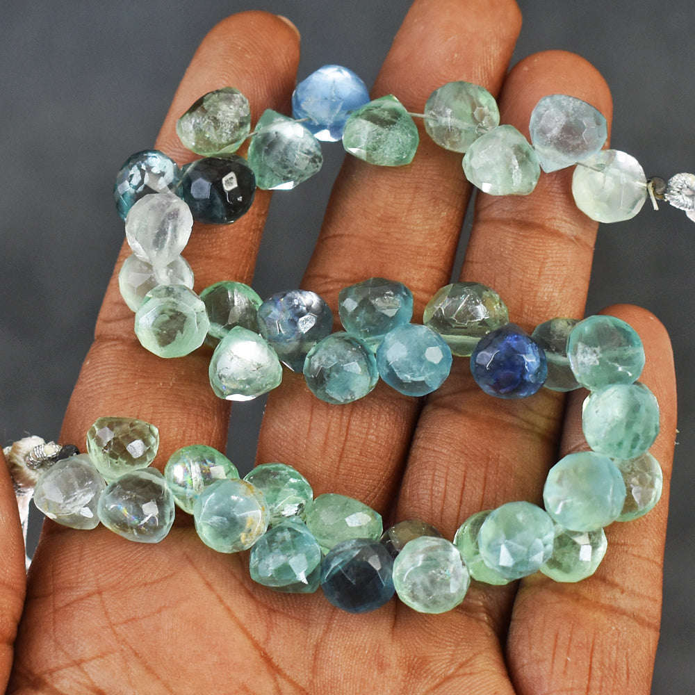 gemsmore:08 Inches 204 Cts Genuine Multicolor Fluorite Faceted Beads Strand