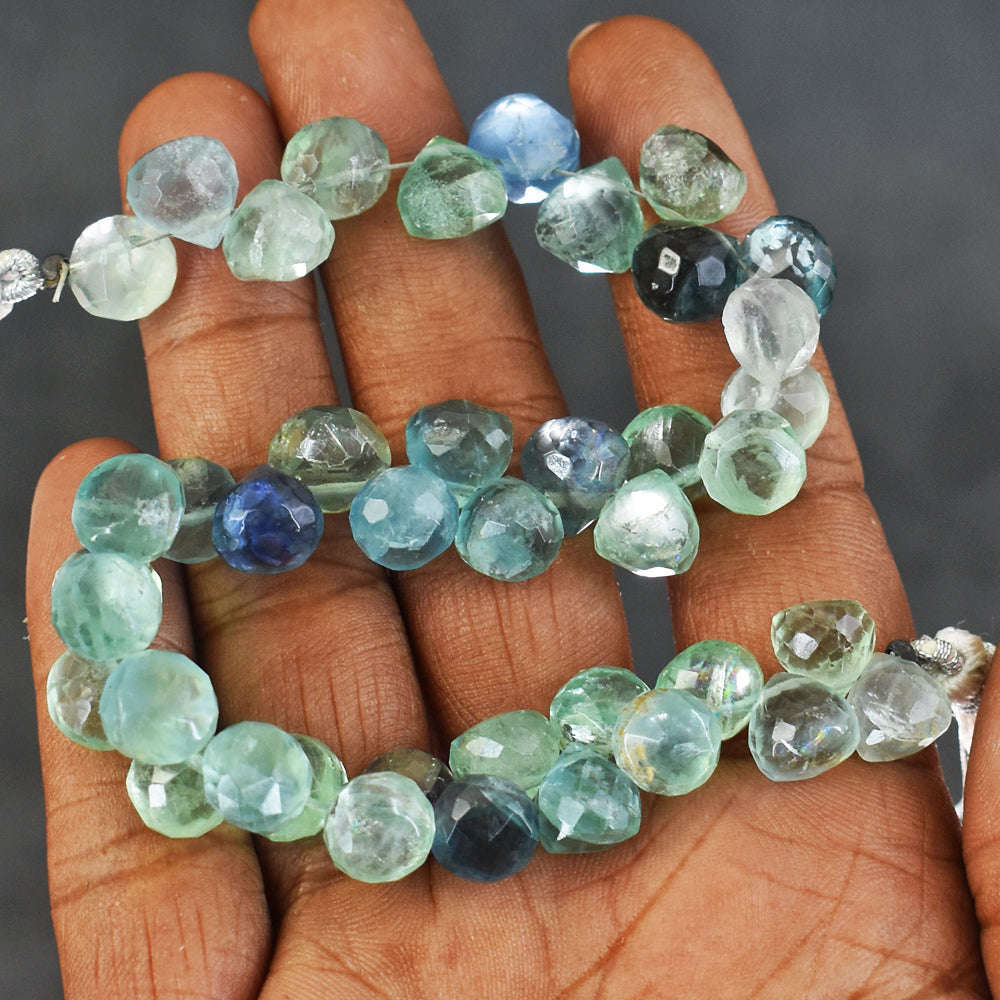 gemsmore:08 Inches 204 Cts Genuine Multicolor Fluorite Faceted Beads Strand