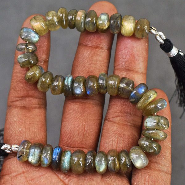 gemsmore:08 Inches Natural 158 Carats Genuine Amazing Flash Labradorite Beads Strand