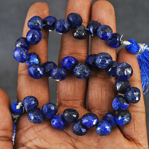 gemsmore:08 Inches Natural 186 Carats Genuine Lapis Lazuli Beads Strand