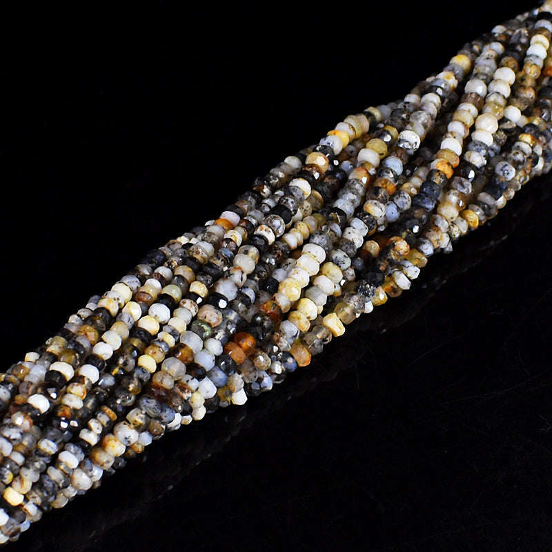 gemsmore:1 pc 02-03mm Faceted Dendrite Opal Drilled Beads Strand 13 inches
