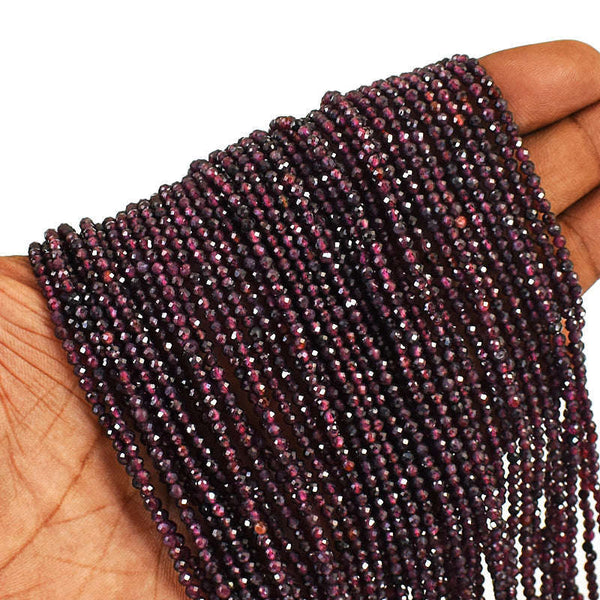 gemsmore:1 pc 03mm Faceted Red Garnet Drilled Beads Strand 13 inches