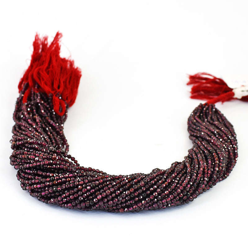 gemsmore:1 pc 03mm Faceted Red Garnet Drilled Beads Strand 13 inches