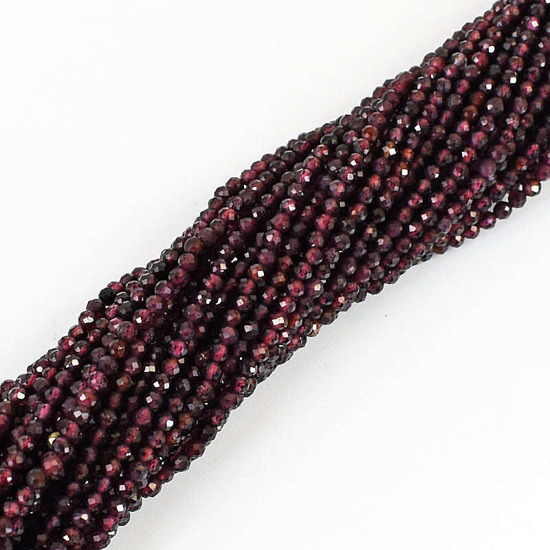 gemsmore:1 pc 03mm Faceted Red Garnet Drilled Beads Strand 13 inches