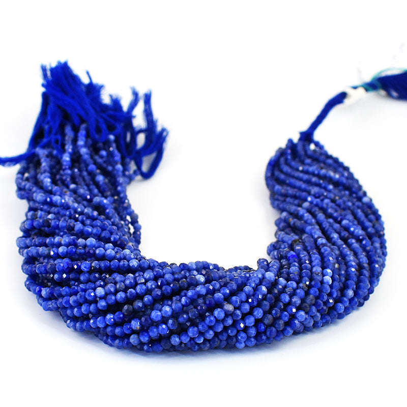 gemsmore:1 pc 03mm Faceted Sodalite Drilled Beads Strand 13 inches