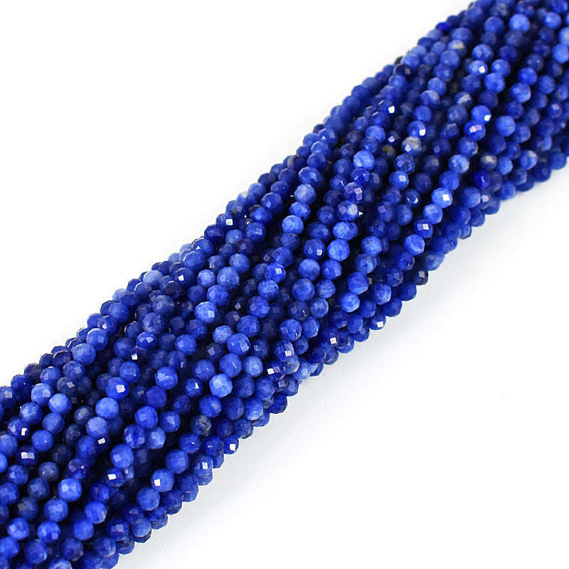 gemsmore:1 pc 03mm Faceted Sodalite Drilled Beads Strand 13 inches