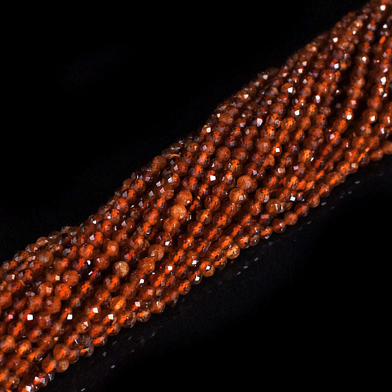 gemsmore:1 pc 03mm Faceted Spessartite Garnet Drilled Beads Strand 13 inches