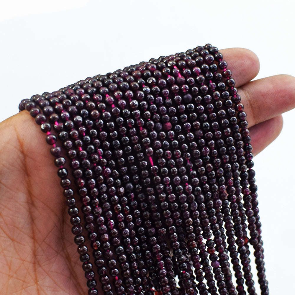 gemsmore:1 pc 03mm Red Garnet  Drilled Beads Strand 13 inches