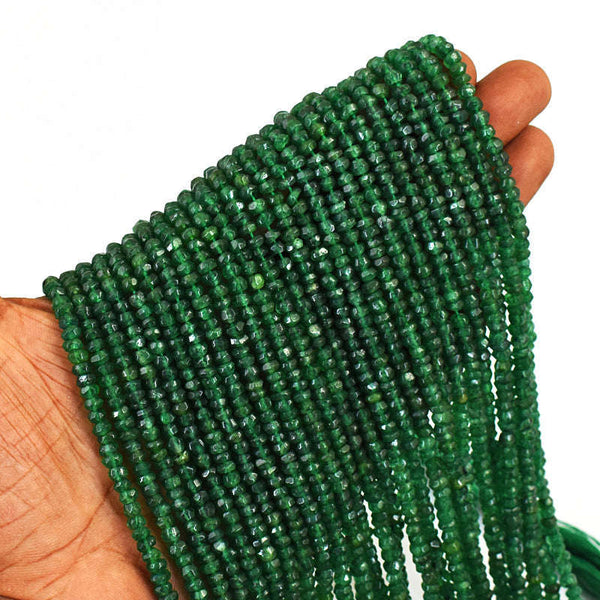 gemsmore:1 pc 04-05mm Faceted Jade Drilled Beads Strand 13 inches