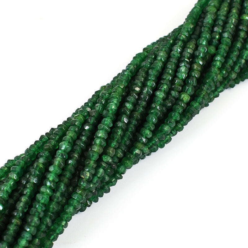 gemsmore:1 pc 04-05mm Faceted Jade Drilled Beads Strand 13 inches