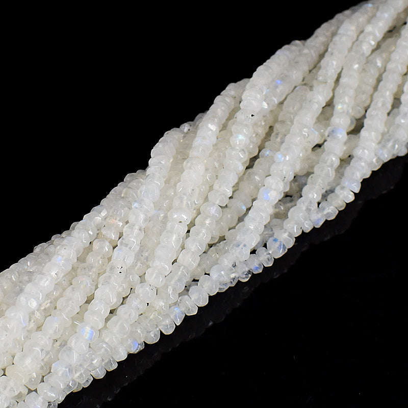 gemsmore:1 pc 04-05mm Faceted Moonstone Drilled Beads Strand 13 inches