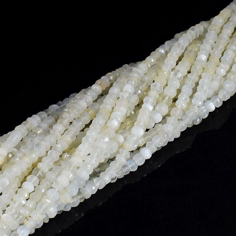 gemsmore:1 pc 04-05mm Faceted White Quartz Drilled Beads Strand 13 inches